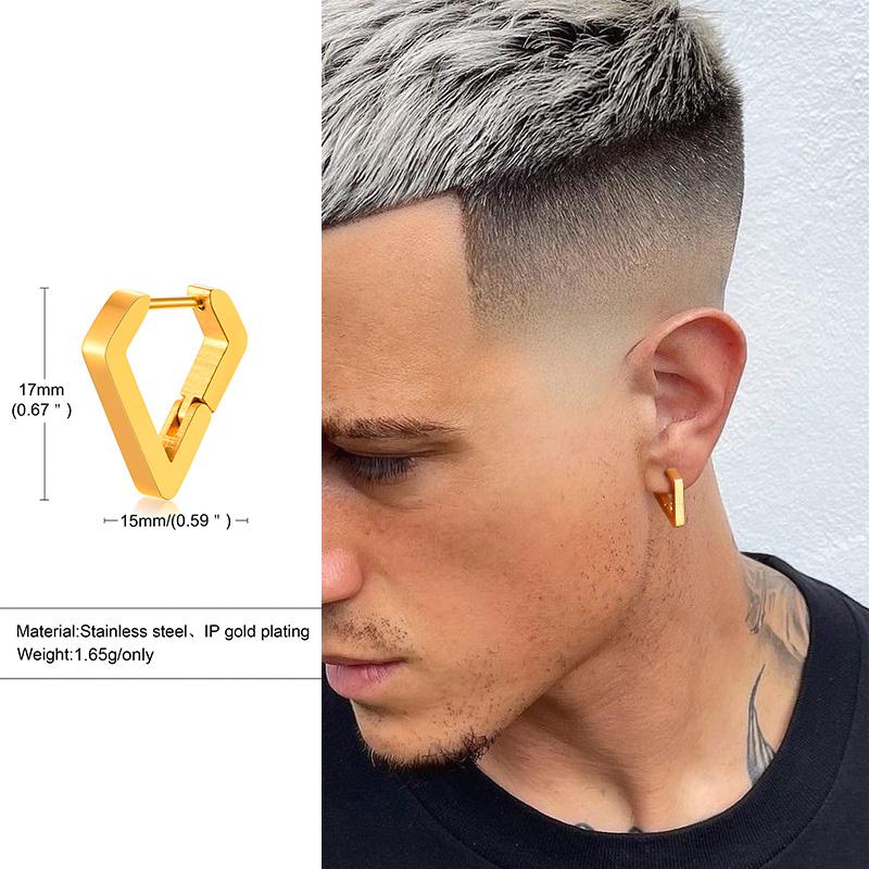 Geometric Octagon Hoop Earrings for Men, Hexagon Hoops, Stainless Steel Honeycomb Hoops Minimalist Earrings Men Jewelry