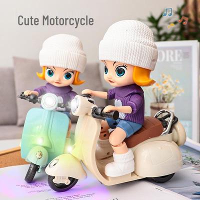 360° drehendes Motorradspielzeug für Kinder mit elektrischem Hamster und schaukelndem Lämmchen
