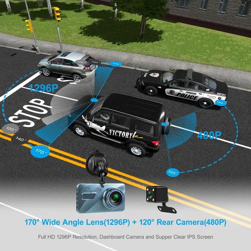Car DVR 2 Cameras  4.0 Inches Dash Cam Car Video Recorder Auto Registrator Dvrs Dash Cam with Dual Ways Cameras Car Accessories