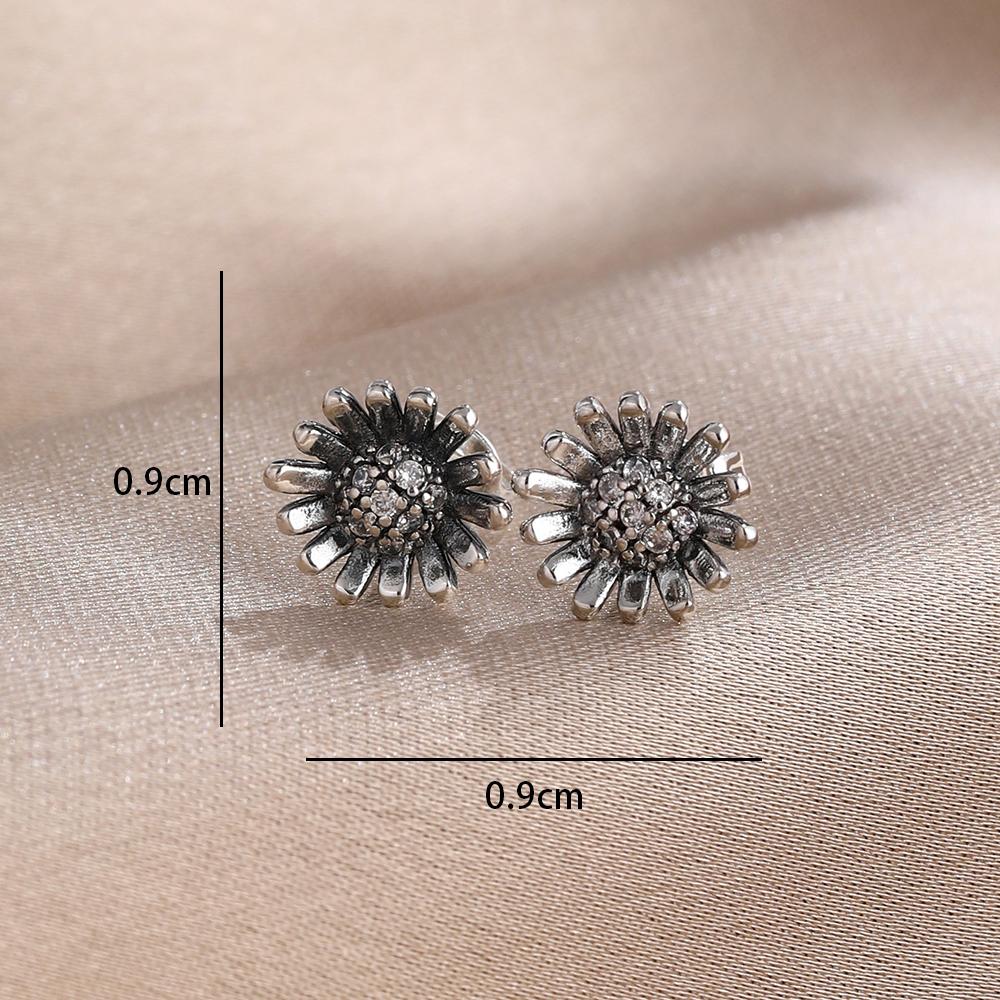 925 Sterling Silver Stud Earrings Set Circle/Zircon/Pearl/Daisy/Teardrop/Soccer Design Multi-Style Vintage Jewelry for Women