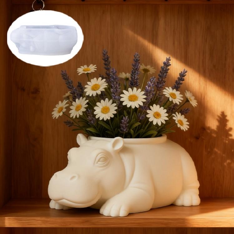 Multipurpose Hippo Shape Silicone Planter Mold For Epoxy Resin Casting Creation Home Or Garden Decors Craft Supplies