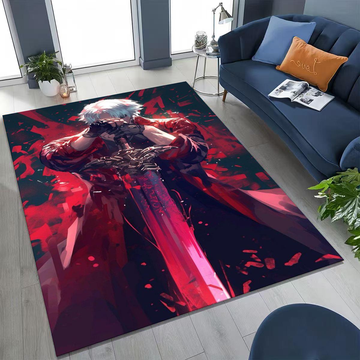 

3D D-Devil May Cry DMC Games Vergil Dante Rug for Bedroom Living Room Sofa Home Doormat Decor, Large Kid Play Non-slip Floor Mat 40x60cm( 15x23in )