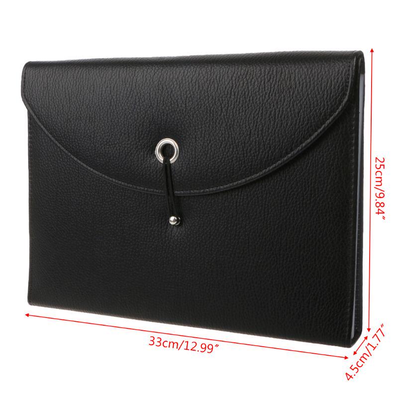 Fashion A4 Business Bag Men Lady Leather Pouch Paper File Folders Package Messenger Bags 13 Layers