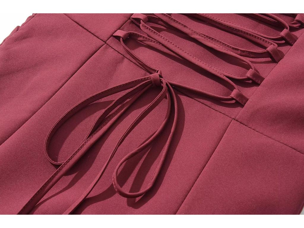 European Spring 2026: Women's Pure Color Spaghetti Strap Slit Dress