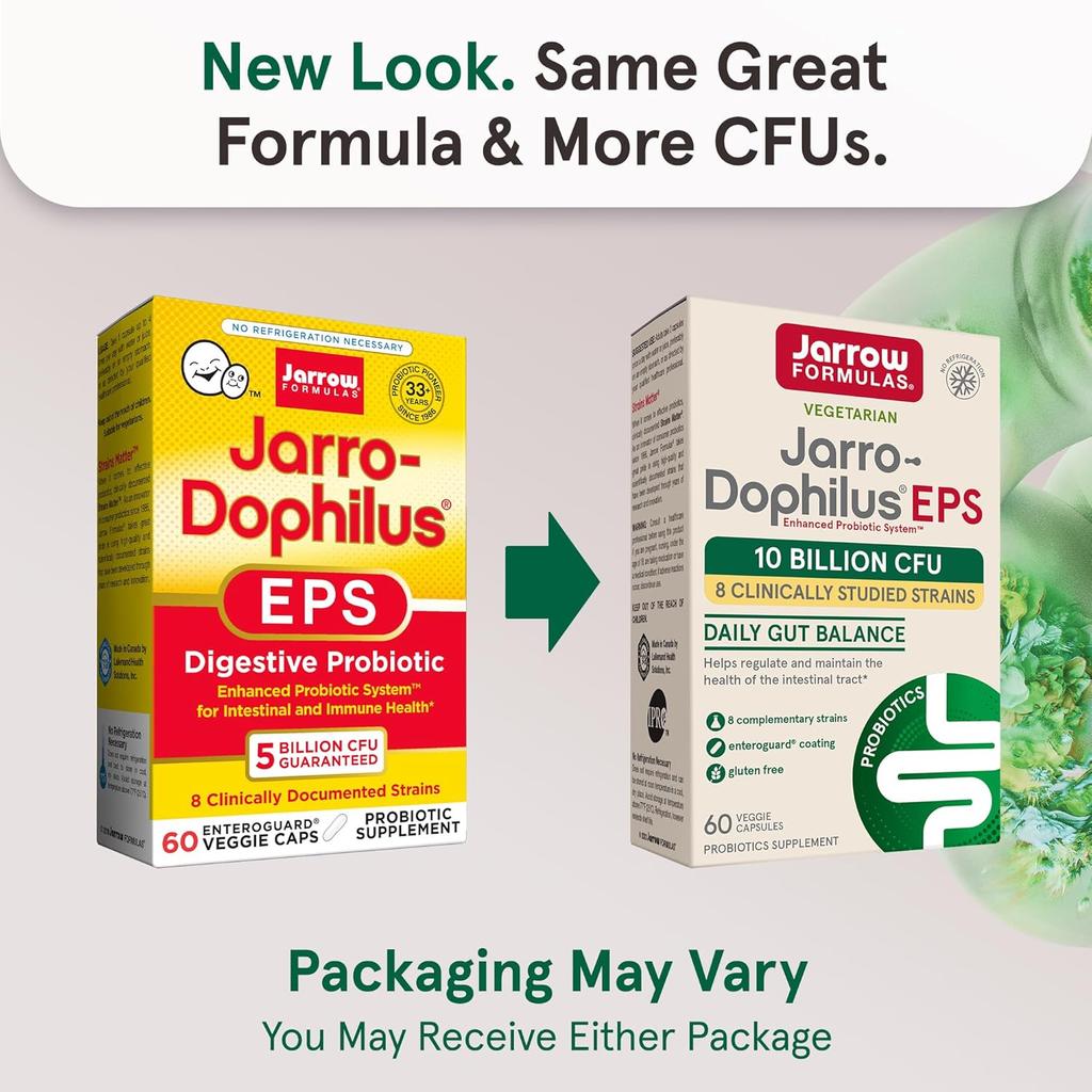 Jarrow Formulas Vegan Jarro-Dophilus, Allergen-Free, 10 Billion CFU, 60 Veggie Capsules