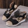 Plus Size Women's 2024 Spring/Summer Wedge Heel Sandals with Metal Buckle