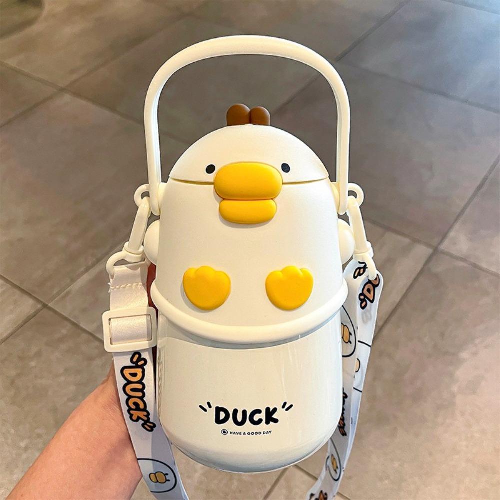 With Straw Vacuum Flask Stainless Steel Bouncing Vacuum Cup Cute Insulated Water Bottle Children