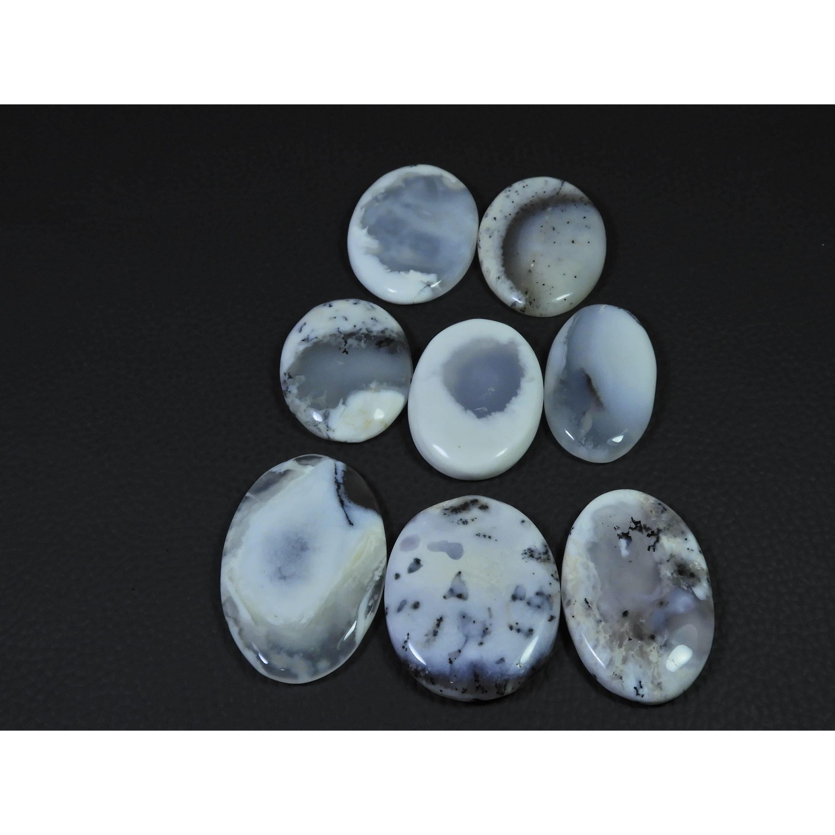 

8Pcs Natural Dendrite Opal Oval Shape Cabochon Loose Gemstone Lot 288cts. C-590