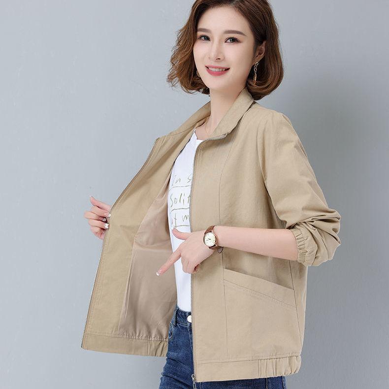 Frauen Plus Größe Frühling Herbst Koreanische Plus Größe Futter Windjacke Kordelzug Taille Stehkragen Jacke
