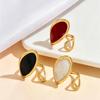 18K Gold-Plated Irregular Geometric Enamel Open Ring In Stainless Steel