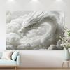 2D Majestätischer Chinesischer Drache Wandteppich Weiße Wolken Mystischer Wandhintergrund