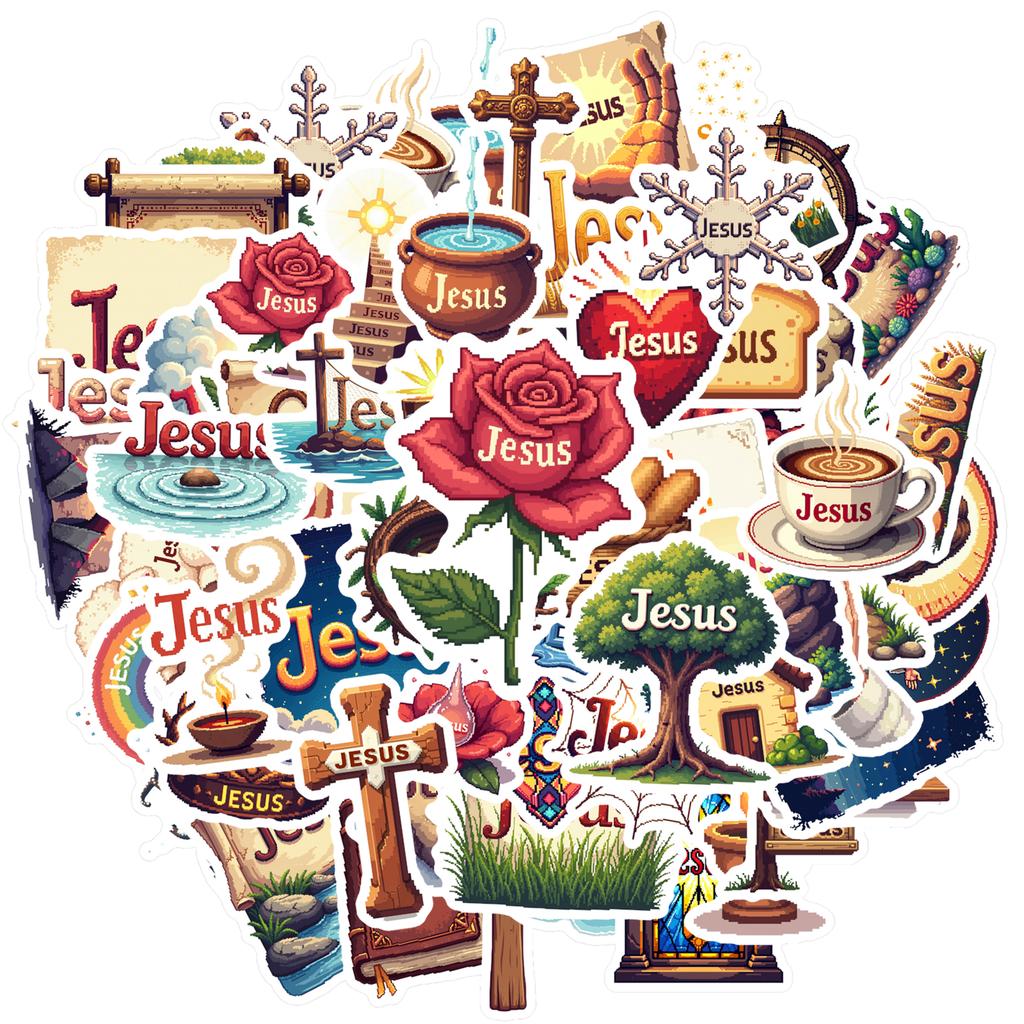 35pcs-70pcs  Spirituality Stickers Iconic Jesus Teacher Reward Stickers Religious Stickers For Notebook Luggage Mobile