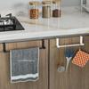 Stainless Steel Bathroom Kitchen Cabinet Rag Shelf Dishcloth Hanger Single Pole Towel Rack Over Door Back Type Hanging Holder