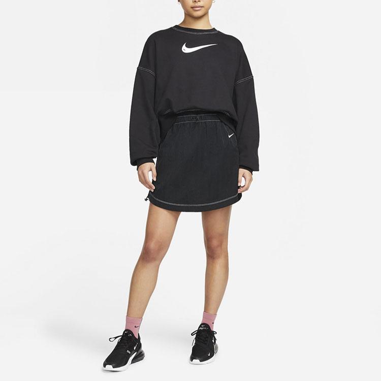 Nike Logo Woven High-Waisted Breathable A-Line Comfortable Casual Skirt Women Skirts Black DM6200-010