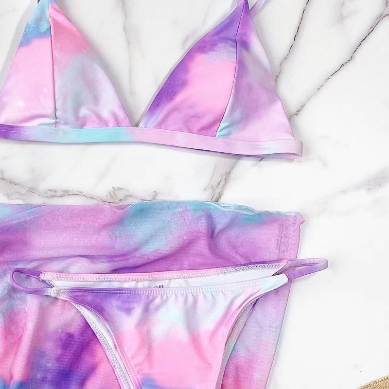 Women S Three Piece Tie Dye Sexy Beach Swimsuit
