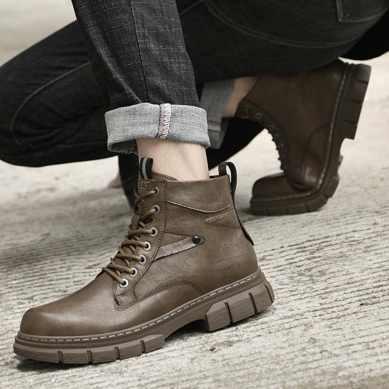 Scarpe da Uomo alla Moda Comode Designer Stivali Chelsea alla Caviglia in Vera Pelle Scarpe da Uomo Suola Spessa Stivali Casual da Motociclista Uomo Business