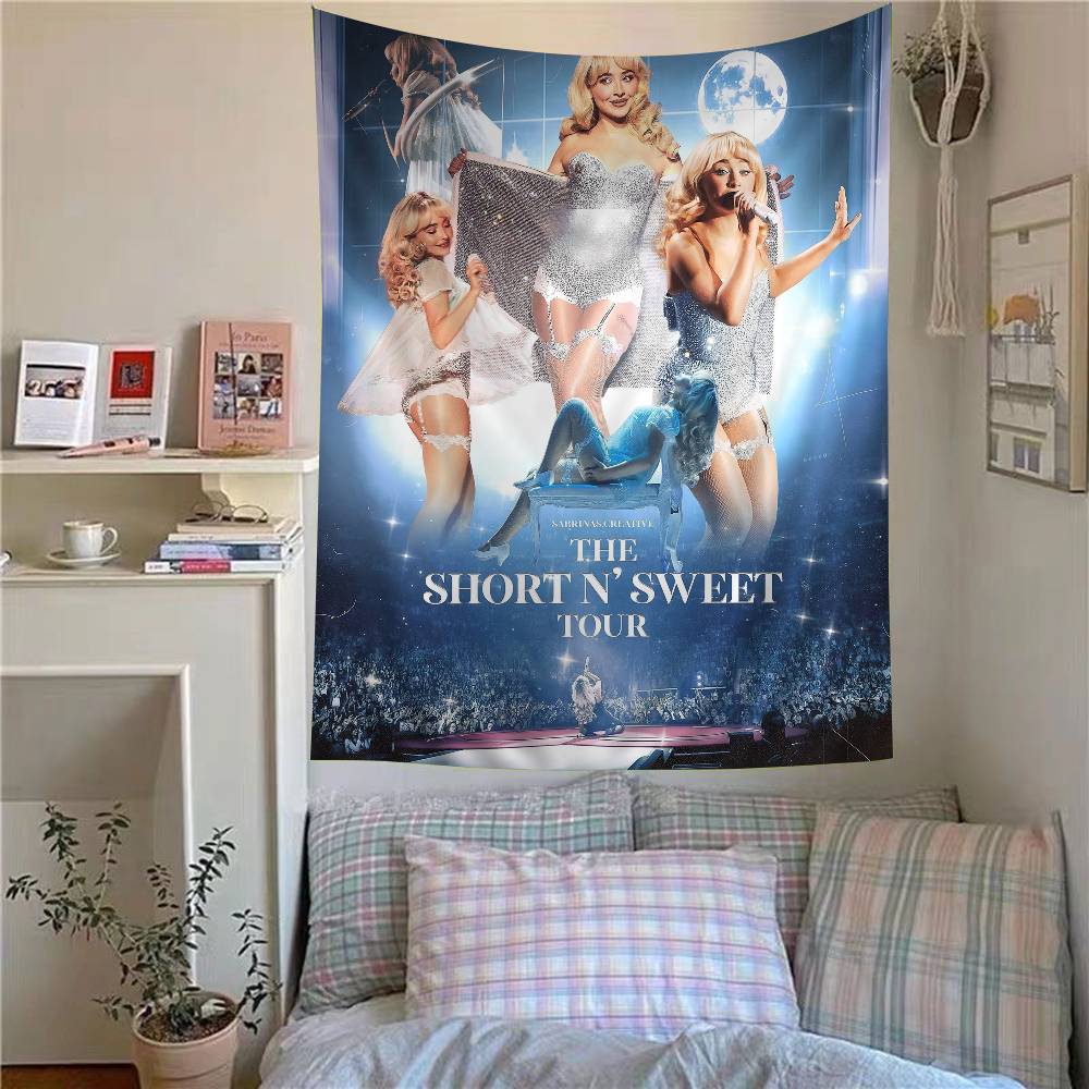 Singer S-Sabrina C-Carpenter Chart Tapestry Art Science Fiction Room Home Decor Cheap Hippie Wall Hanging