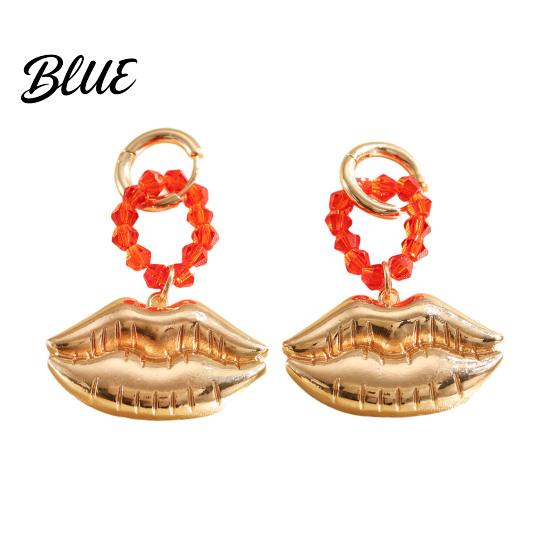 Statement Drop Earrings 1 Pair Red Faux Crystal Beaded Ring