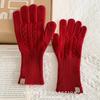 Australian Pure Wool Gloves for Women in Autumn and Winter Knitted Twisted Yarn  Couple Cycling Warm Thickened New Style with Threads