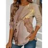 Women's abstract watercolor printed long sleeved loose top