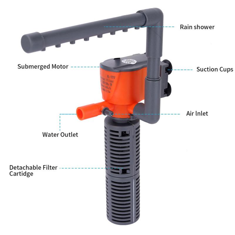 hot! 3-in-1 Mini Filter Built-in Air Pump Filter Oxygen Supply Fish Tank Aquarium Accessories