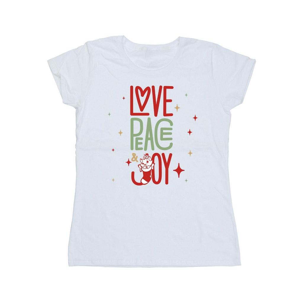 Disney Womens/Ladies The Aristocats Marie Love Peace Joy Cotton T-Shirt