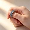 Unisex Retro Punk Style Silver-Plated Zirconia Floral Open Ring