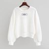 Women's Crew Neck Long Sleeve Oversized Casual Sweatshirt Drawstring Cropped Top Fashion Blouse