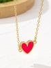 Retro Peach Heart Necklace, Women's Love Shaped Fashion Necklace