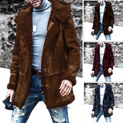 Men's Winter Faux Leather Velvet Lambswool Overcoat - European Style Bestseller 2023