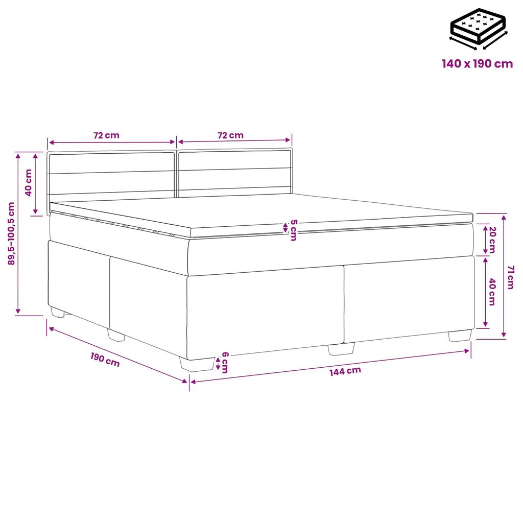 Box Spring Bed with Mattress Dark Brown 140 x 190 cm Fabric