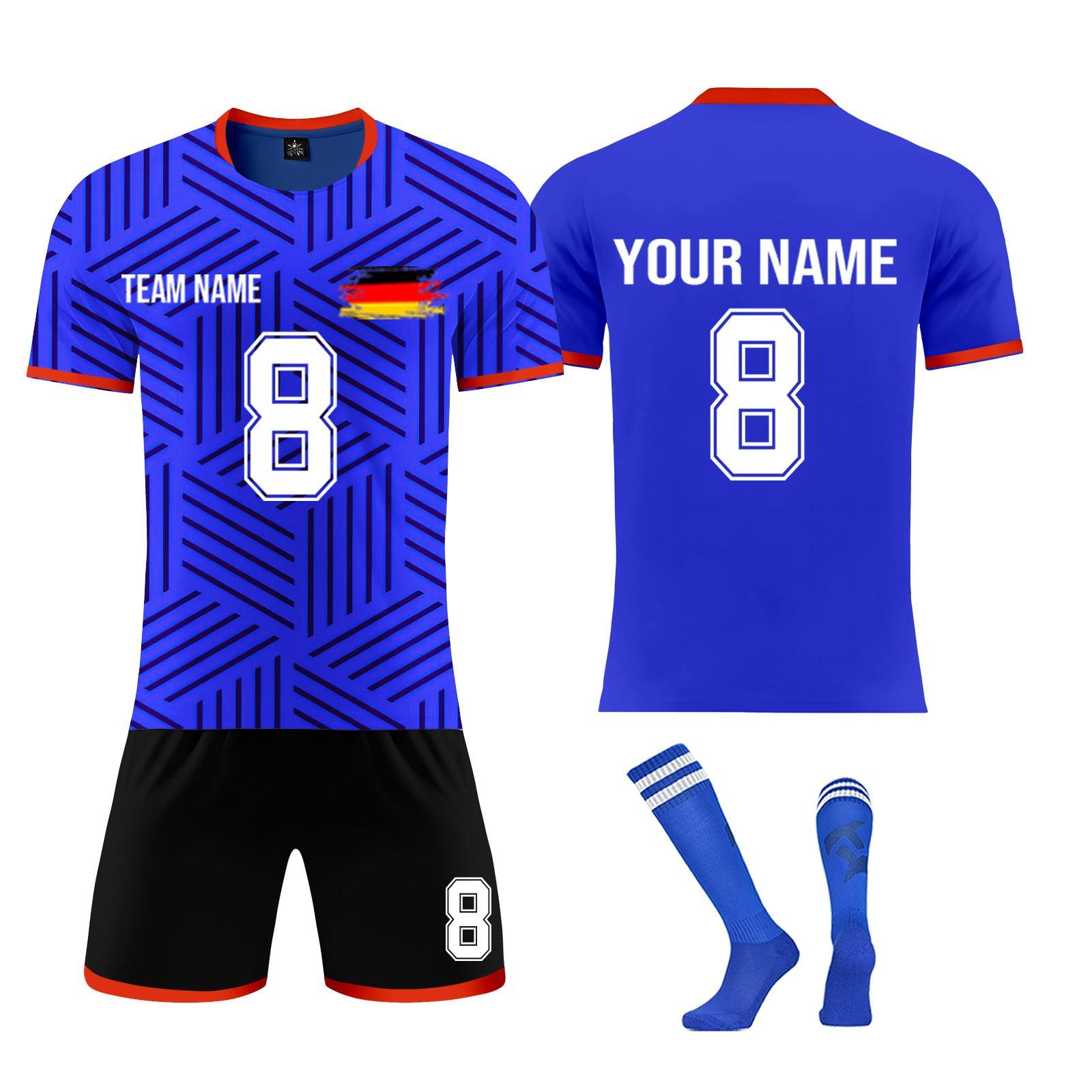 

Комплект персонализированных рубашек для мужчин и девочек с именем и номером, футбольные майки на заказ для мальчиков, тренировочный костюм M синий