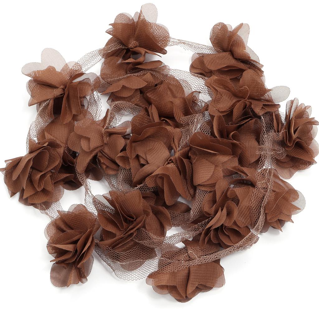 20pcs 5.5cm Chiffon Cluster Flowers Colorful Artificial Flowers For DIY Wedding Party Lace Trim Clothing Gifts Decor Accessories