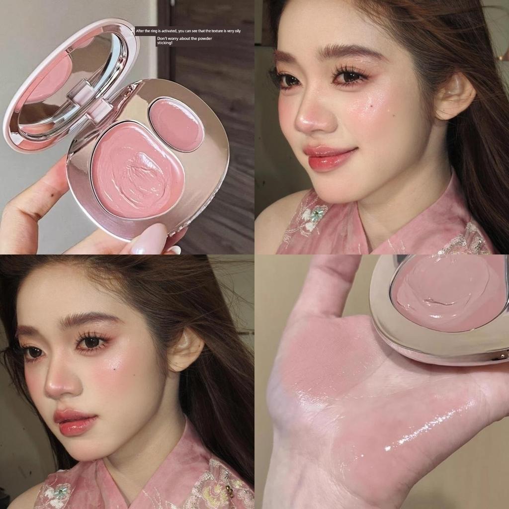 Two Lives of Lightness! the Tenderness That Spills Off the Screen! Two-Tone Water-Gloss Blush Cream with Low Saturation Gray-Pink Highlighter