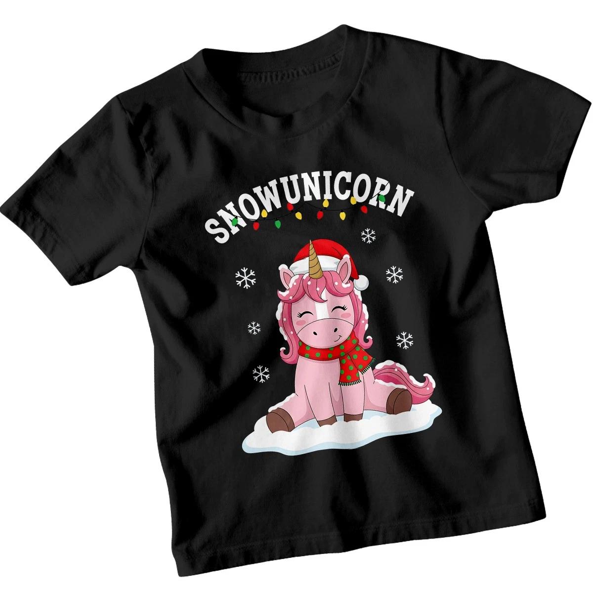 

Snowunicorn Christmas Holidays Girls T-Shirt Winter Festive Tee 160