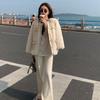 Korean Fashion Lamb Wool Coats Women Streetwear O-Neck Faux Fur Jackets Woman Autumn Winter Thick Warm Plush Black Coat