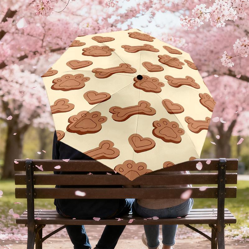 1PC Bone Heart Umbrella-8-Rib Reinforced Portable Folding Travel Suitable for All Seasons Outdoor Daily Use -J0346