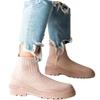 Autumn New Large Thick Sole Knitted Short Boots Women's Round Head Mid Heel Short Sleeve Women's Boots