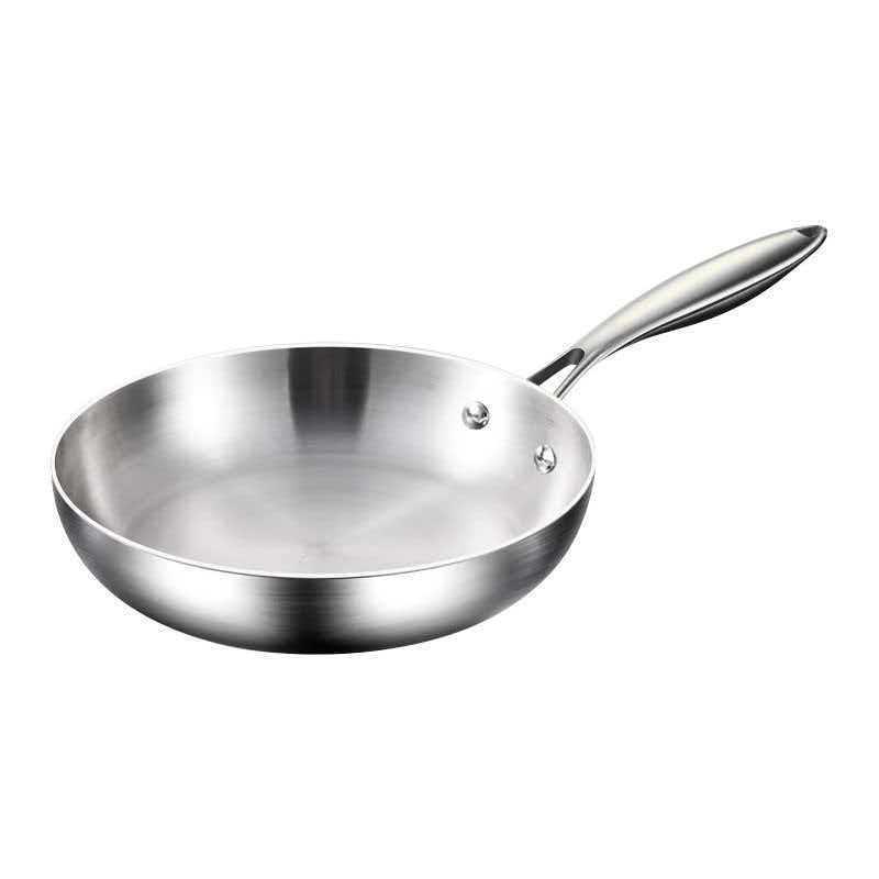 304 Stainless Steel Non-Stick Wok Frying Pan for Pan-Frying Steak, Three-Layer Steel
