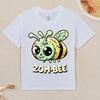 Children Crew Neck Short Sleeve T-Shirt with Cartoon Zombie Bee Print