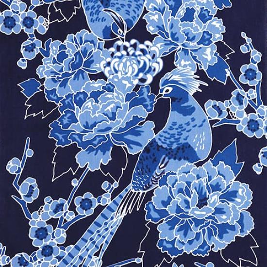 Someno Anbo Tenugui Hand Towel Four Seasons Flowers and Birds Ground Navy Authentic Made In 35cm X 100cm "Sometsuke (Dyeing) Dyed" Blue, Dyed, 100%