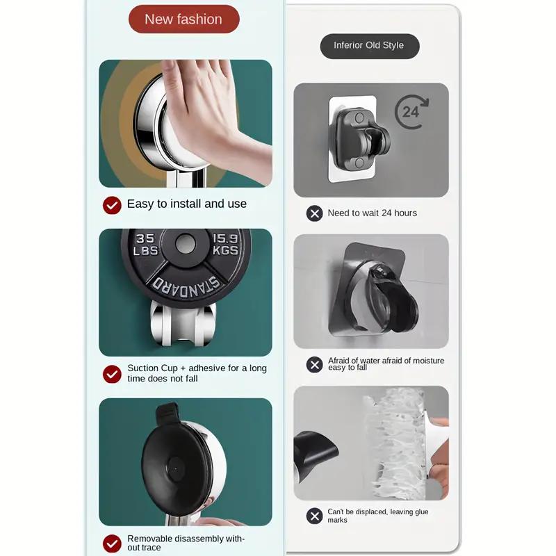 Einzigartige horizontale Einstellung Saugnapf Handbrausehalter Große Duschkopfstützen Verschiebbare Wandmontage