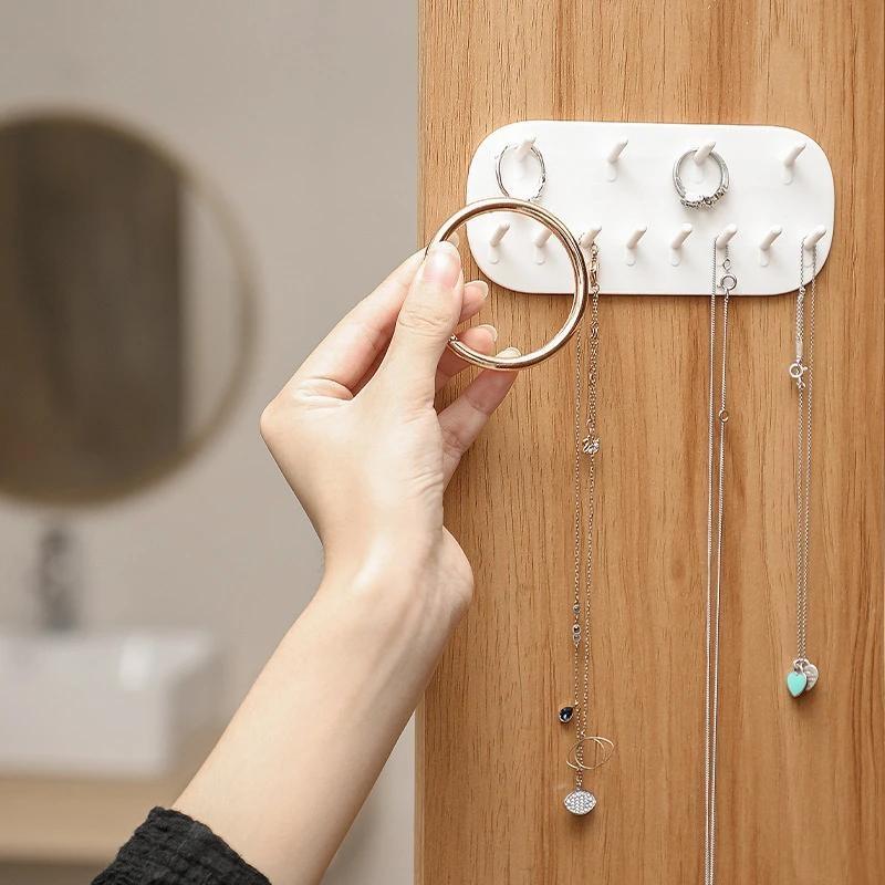 Organizer Da Parete Per Gioielli GLANT In Legno Stile Rustico – Portagioie Con Porta Fienile, Gancio Per Collane E Rete Per Orecchini, Barra Per Bracciali