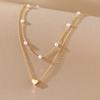 Vintage Pearl Choker Necklaces For Women Fashion Double Layer Chain Small Love Heart Pendant Necklace Jewelry Gift