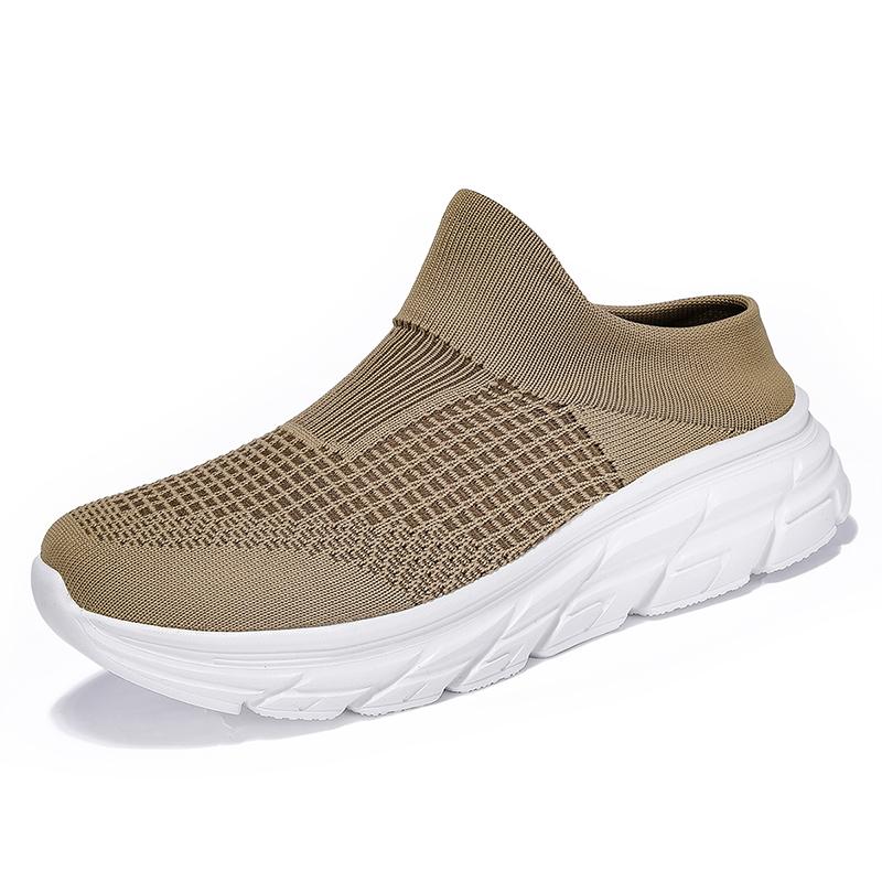 Men's half slippers new large size fashion thick sole casual sports shoes men fly woven breathable sneakers men's shoes