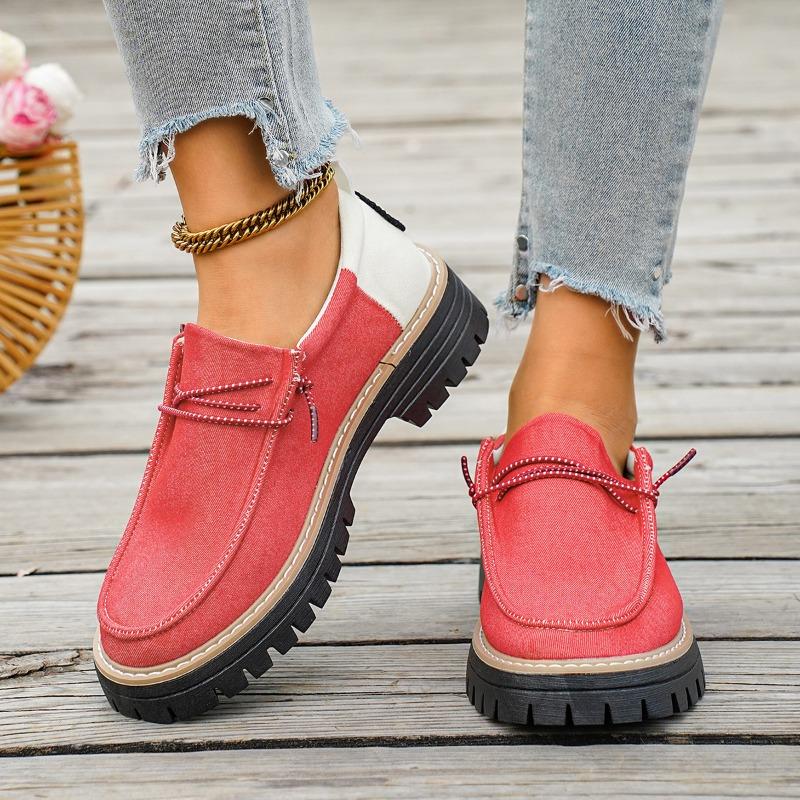 Large-sized Retro Shoes for Women, Thick-soled, Thick-heel, Lace-up, Versatile and Casual Single Shoes