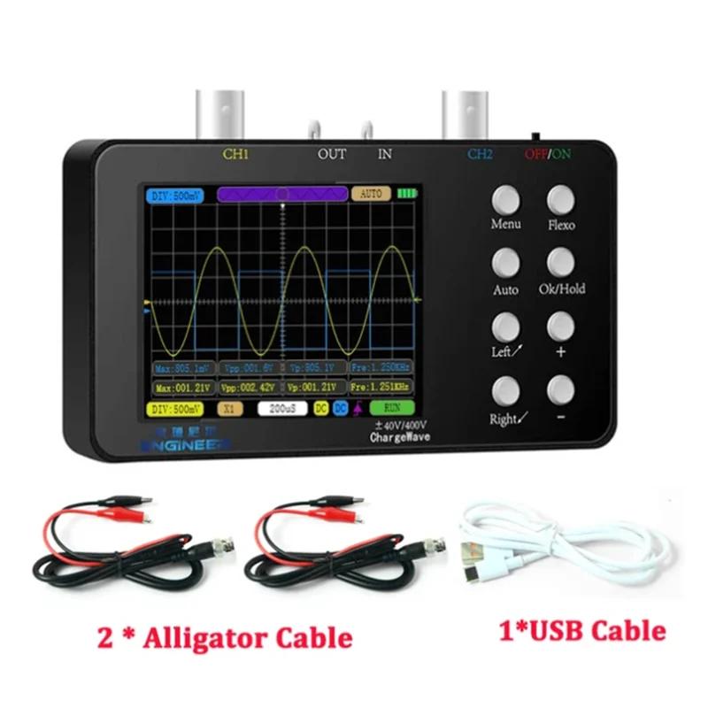 3.2 Inch Handheld Dual Channel Digital Oscilloscope Multimeter Signal Generator 10Mhz Bandwidth 50MSa/s Sampling Rate