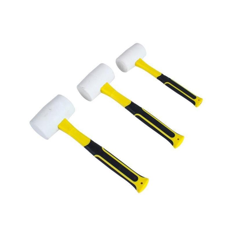 White Rubber Mallets With Fiberglass Handle High Density Nonslip Grip 5kg Impact Force For Woodworking And DIY Projects