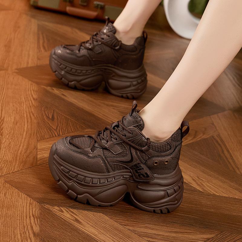 Platform Dad Shoes Women's 2025 Autumn and Winter New Lace-up Versatile Casual Sports Shoes Muffin Non-slip Inner Height-increasing Women's Shoes