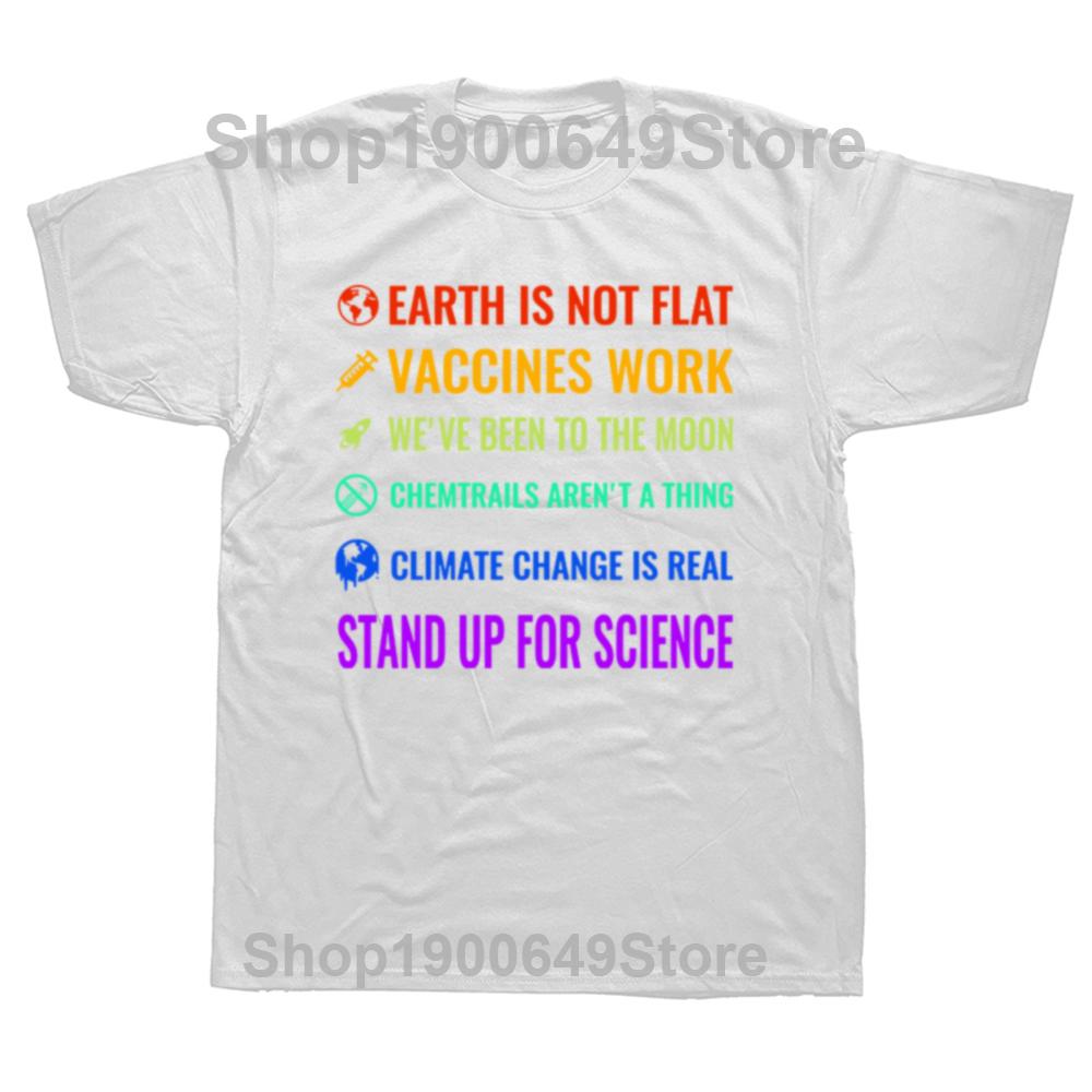 Earth Is Not Flat Vaccines Work Weve Been To The Moon Chemtrails T Shirt Loose Style Climate Change Short Sleeve TShirt S
